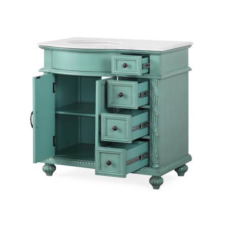 G2190 - Vano de baño vintage verde de 36" con lavabo individual, encimera de piedra - $540 (Stockton)63471028075267122
