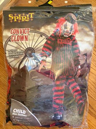 Convict clown Halloween costume 1