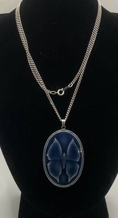 Sterling Silver Necklace Butterfly Pendant 24” 1