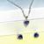 Solid Sterling Silver Blue & Clear CZ Earring and Necklace Set 2 thumbnail