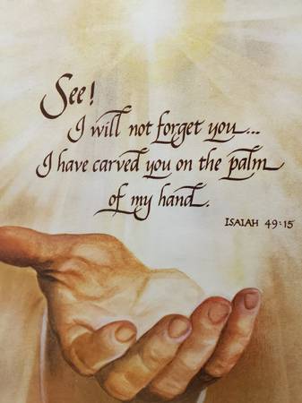 Alan Grant framed print: "I will not forget you" - Isaiah 49:15 1