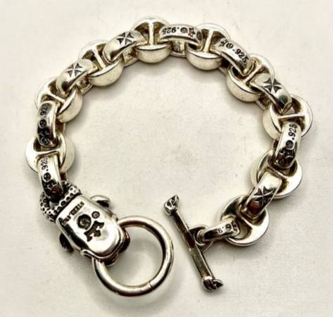 Gaboratory Sterling Silver Mens Bulldog Toggle Bracelet - Silver