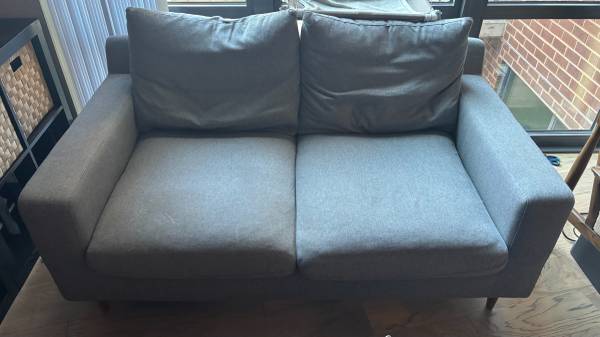 Interior Define Gray Small Sofa / Loveseat - 63", Herringbone 1