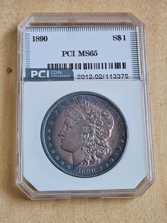 1890 Morgan Silver Dollar PCI MS65 No Mint Mark Toning