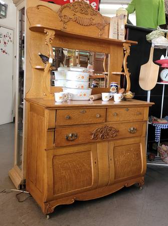 Antique Tiger Oak Cabinet 1