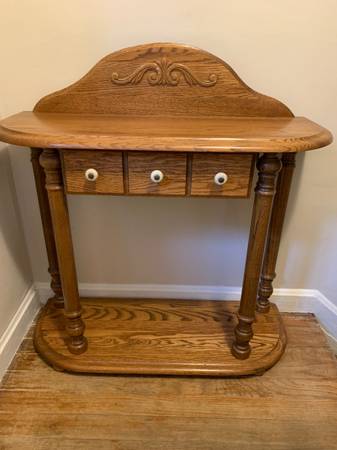 Solid Oak Entry Table with Drawer 31” x 30” x 11” 1