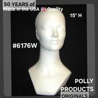 Medium Height 15" #6176W Unisex Mannequin Head Made in the USA Quality 1