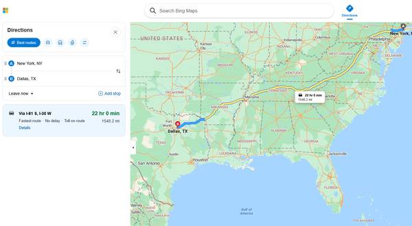 Road trip from: New York to Dallas, Texas (NYC)