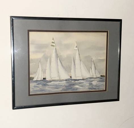 Watercolor Sailboats Signed - 1