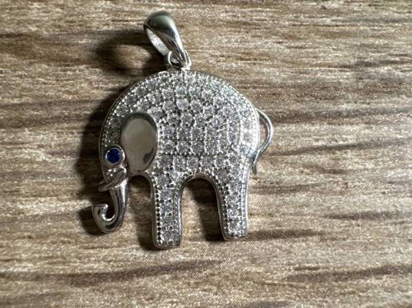 Silver Elephant Pendant Cubic Zirconia for Sale