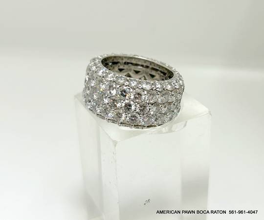 15Ct Pave Wide Diamond Eternity Anniversary Wedding Ring 14k White Gol 1