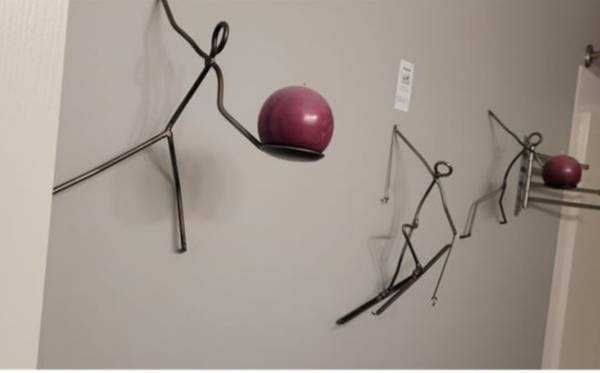 Vintage Metal Stick Figure Wall Sculptures & Candle Holders - Set of 3 1