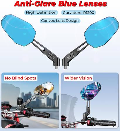 UNIVERSAL Aluminum Alloy Rainproof Foldable Motorcycle Mirrors & M8 M1 1