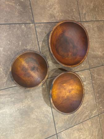 3 Antique Primitive Wooden Bowls 1