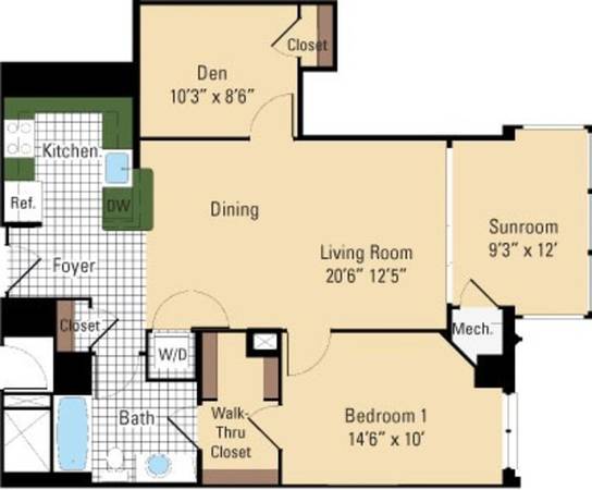 $2,952 / 1br - 972ft2 - 🌞 1BR/1BA + Despacho y Solarium – ¡Oferta Especial de Septiembre! ¡$500 DE DESCUENTO en el primer mes! 🏡 (Rosslyn, VA)63822292232963123