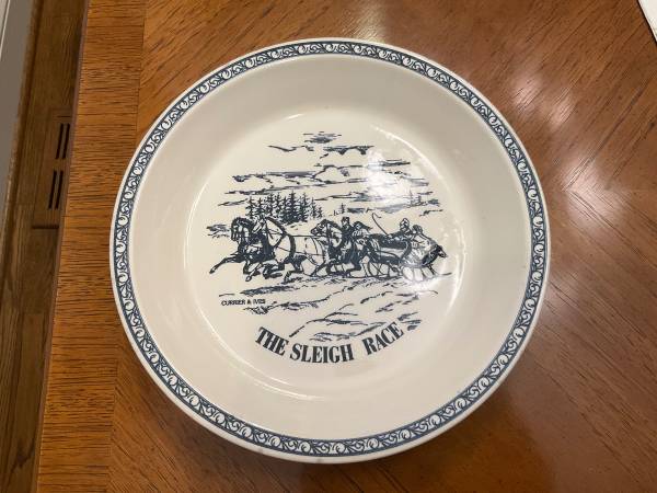 Vintage Royal China pie plate from the Currier & Ives collection 1