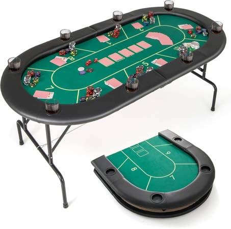 Poker Table, Foldable, 8 Player Card Board Game Table 1