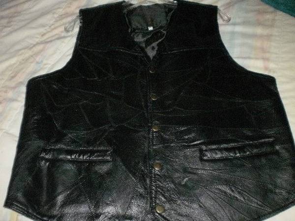 Ladies Leather Black Vest 1