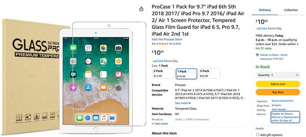 iPad Screen Protector - Tempered Glass - 9.7" 1