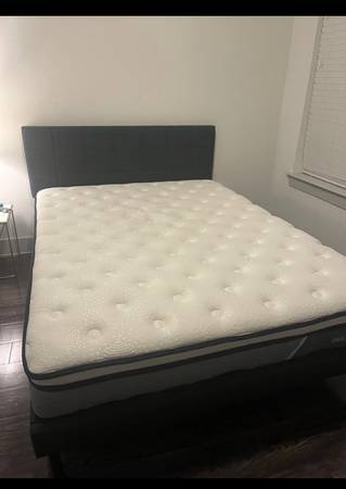 Queen bed and frame- 6 months old. Move out sale 1