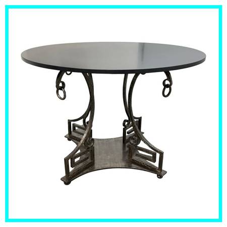 Circa 2004 Directorie Round Iron + Marble Top Table 1