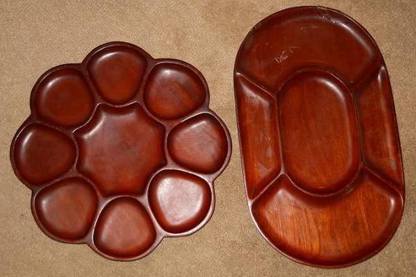 1950's---- solid mahogany serving trays 1