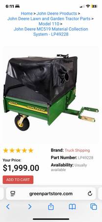 John Deere MC519 Material Collection System + blower assembly + chute 1