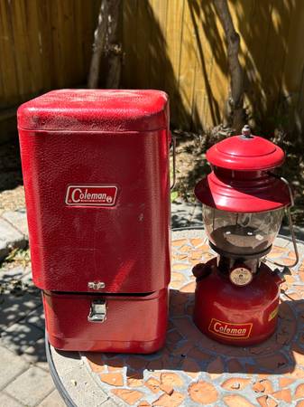 Vintage Coleman 200A black band lantern with case - antiques - by