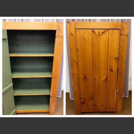 Free-Standing Rustic Pine Jelly Cupboard. Farmhouse Pantry Cabinet, Solid Wood C 1