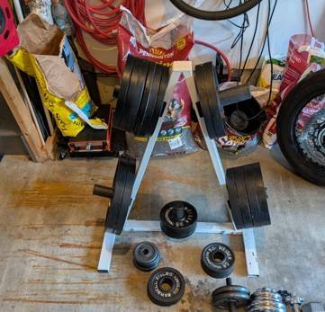 Weight sets, smith machine/cage, bench 1