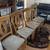 Custom wood kitchen / dining table.  Patterned table top.  4 chairs. 6 thumbnail