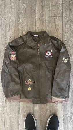 Mickey Mouse Leather Bomber Jacket XL 1