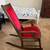 Solid Walnut Wood Antique Rocking Chair With Carved and Red Upholstery 2 thumbnail