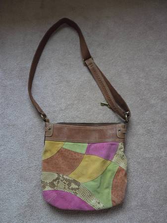 Fossil Lyla Suede Patchwork Crossbody Purse 1