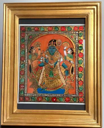 Tanjore Painting Aandal Reverse glass painting Antique 1