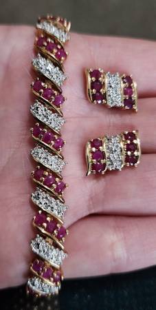 Ruby bracelet & earring set 1