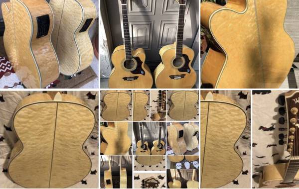 $1500 Six+12 String Guitar Maple Acoustic Matching Models 2 Hard Cases 1