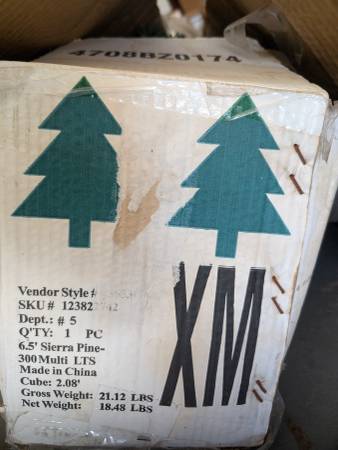 6.5 feet Pre-lit Artificial Christmas Tree in box 1