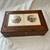 VINTAGE "FRAGONARD" CARVED WOODEN JEWELRY BOX with TWO DIFFERENT TILES 1 thumbnail
