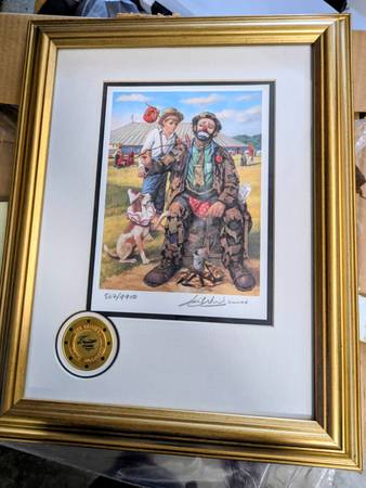 Vintage Emmett Kelly Framed LE Lithograph - collectibles - by