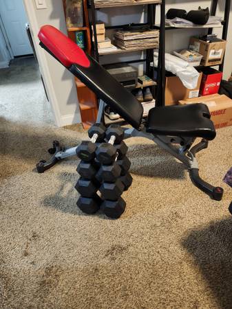 *LIKE NEW Bowflex bench & dumbbells 1