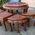 Like new 1960s Asian 7-piece Hand Carved Tea Coffee Table + Stools Set 18 thumbnail