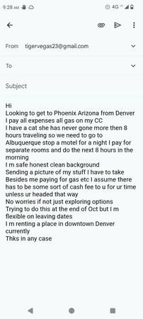 Buscando un viaje de regreso a Phoenix hombre y gato (Denver)64144086301059120