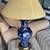 Beautiful Cobalt Blue Mid Century Lamp with Cherry Blossom design 31” 8 thumbnail