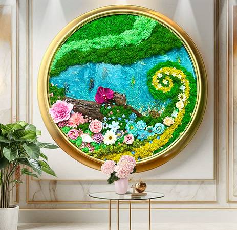 Art Forest Moss & Flowers Forest Artwork an Original 1