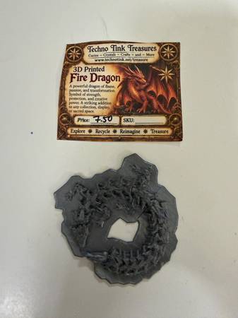 Mini Silver 3D Dragon on base 1