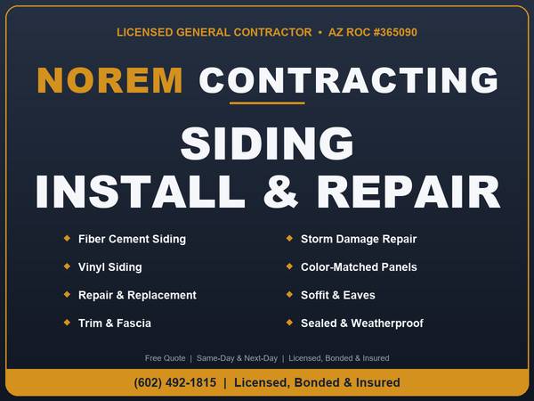 Contractor for Siding Installation Repair Replacement Vinyl Wood Board 1