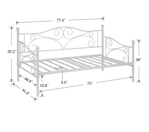 Twin size white daybed frame- mattress sold separately.