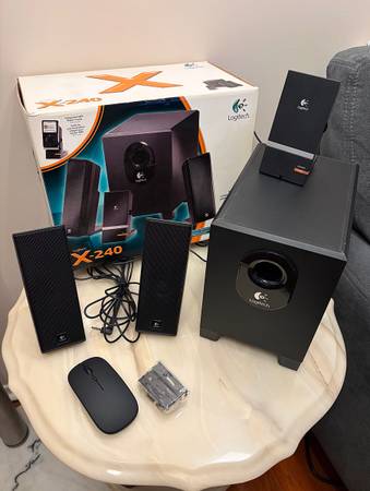 Logitech X-240 entertainment speaker system w FREE bluetooth optical mouse 1