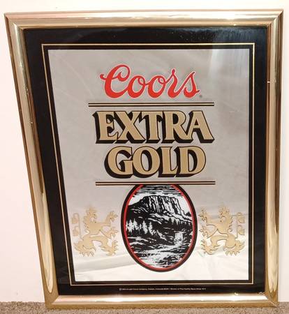 1980's Coors EXTRA GOLD Beer Mirror - collectibles - by owner